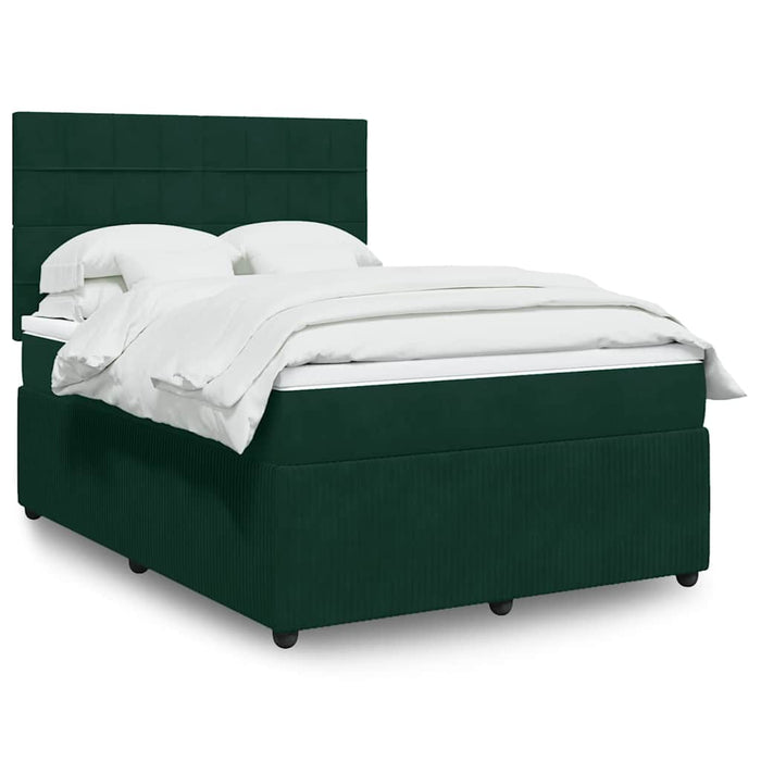 Pat box spring cu saltea, verde închis, 160x200 cm, catifea - WALTI WALTI