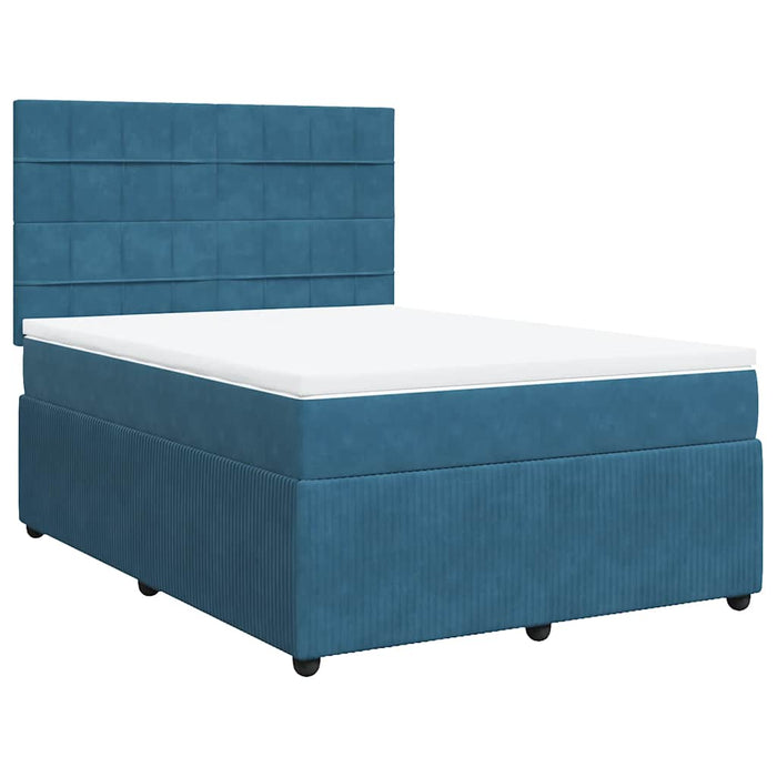 Pat box spring cu saltea, albastru închis, 160x200 cm, catifea - WALTI WALTI