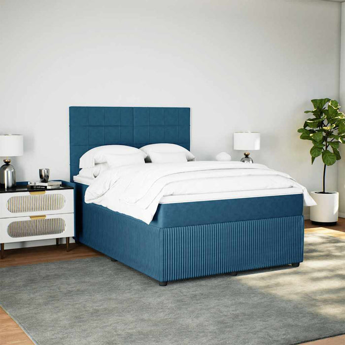 Pat box spring cu saltea, albastru închis, 160x200 cm, catifea - WALTI WALTI