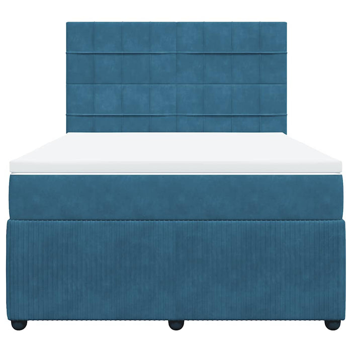 Pat box spring cu saltea, albastru închis, 160x200 cm, catifea - WALTI WALTI