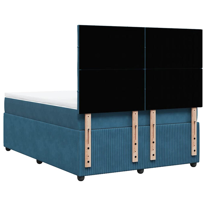 Pat box spring cu saltea, albastru închis, 160x200 cm, catifea - WALTI WALTI