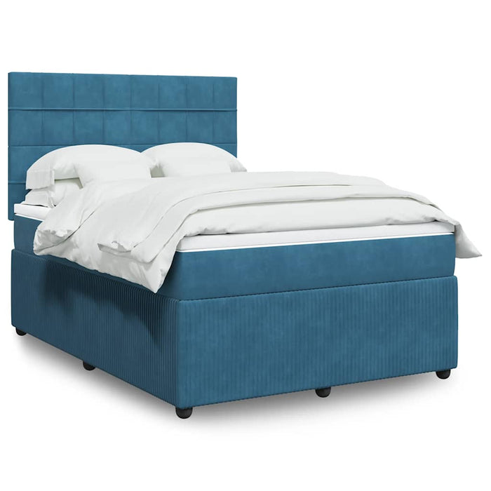 Pat box spring cu saltea, albastru închis, 160x200 cm, catifea - WALTI WALTI