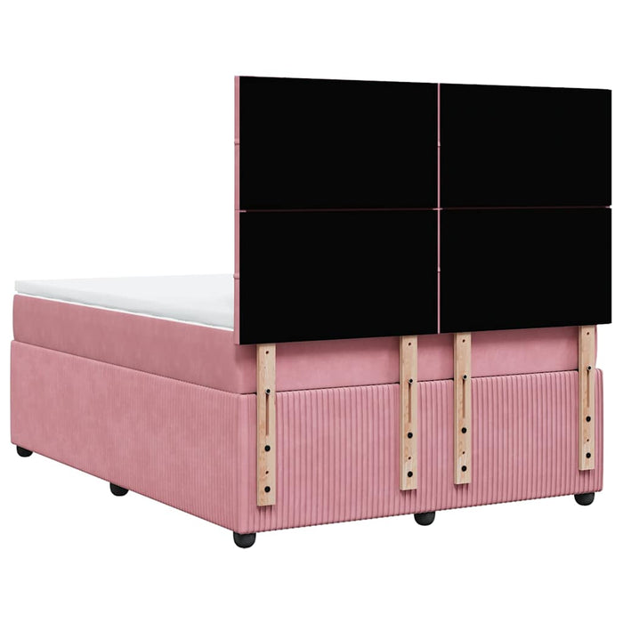 Pat box spring cu saltea, roz, 160x200 cm, catifea - WALTI WALTI