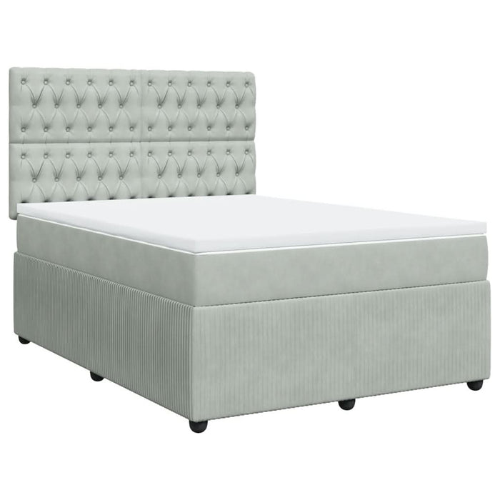 Pat box spring cu saltea, gri deschis, 160x200 cm, catifea - WALTI WALTI