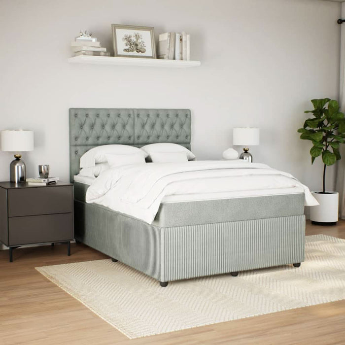 Pat box spring cu saltea, gri deschis, 160x200 cm, catifea - WALTI WALTI