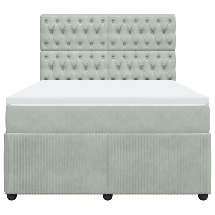 Pat box spring cu saltea, gri deschis, 160x200 cm, catifea - WALTI WALTI