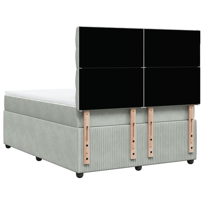 Pat box spring cu saltea, gri deschis, 160x200 cm, catifea - WALTI WALTI