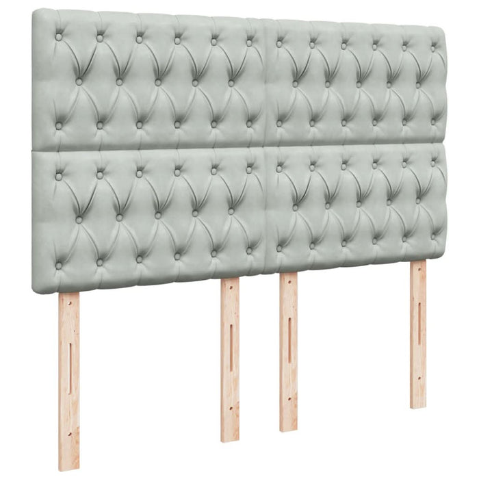 Pat box spring cu saltea, gri deschis, 160x200 cm, catifea - WALTI WALTI