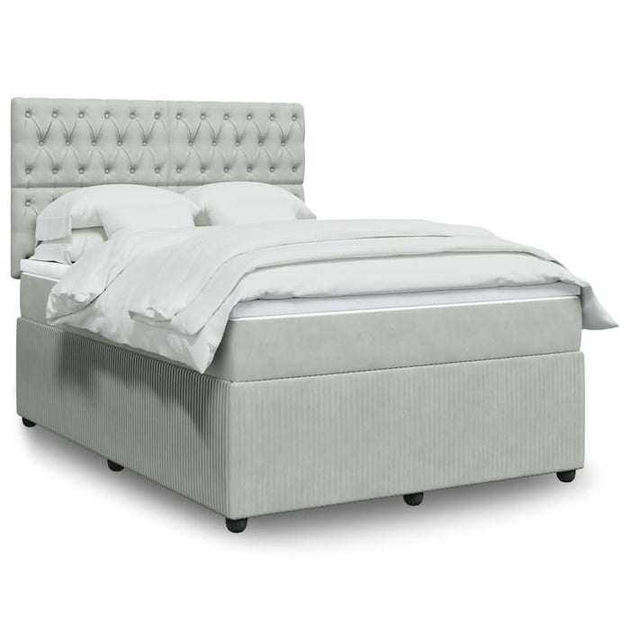 Pat box spring cu saltea, gri deschis, 160x200 cm, catifea - WALTI WALTI