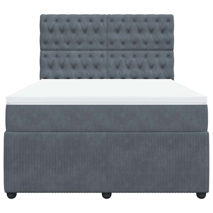 Pat box spring cu saltea, gri închis, 160x200 cm, catifea WALTI