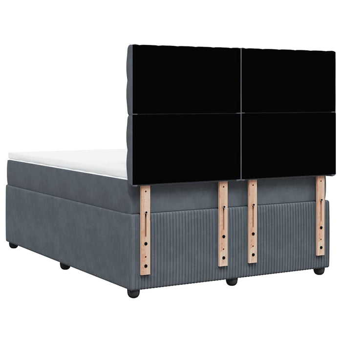 Pat box spring cu saltea, gri închis, 160x200 cm, catifea WALTI