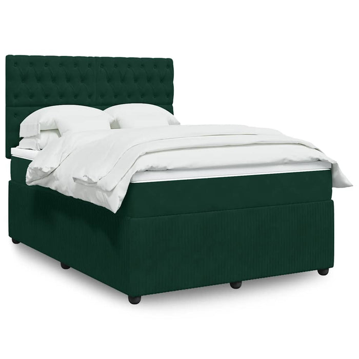 Pat box spring cu saltea, verde închis, 160x200 cm, catifea - WALTI WALTI