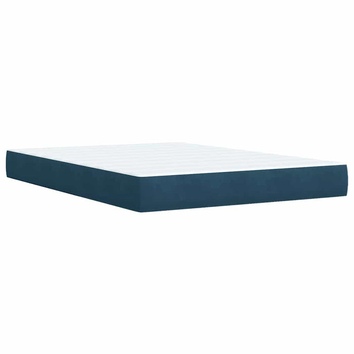 Pat box spring cu saltea, albastru închis, 160x200 cm, catifea WALTI
