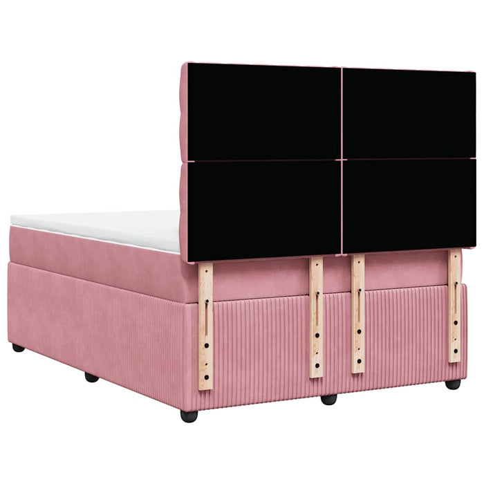 Pat box spring cu saltea, roz, 160x200 cm, catifea - WALTI WALTI