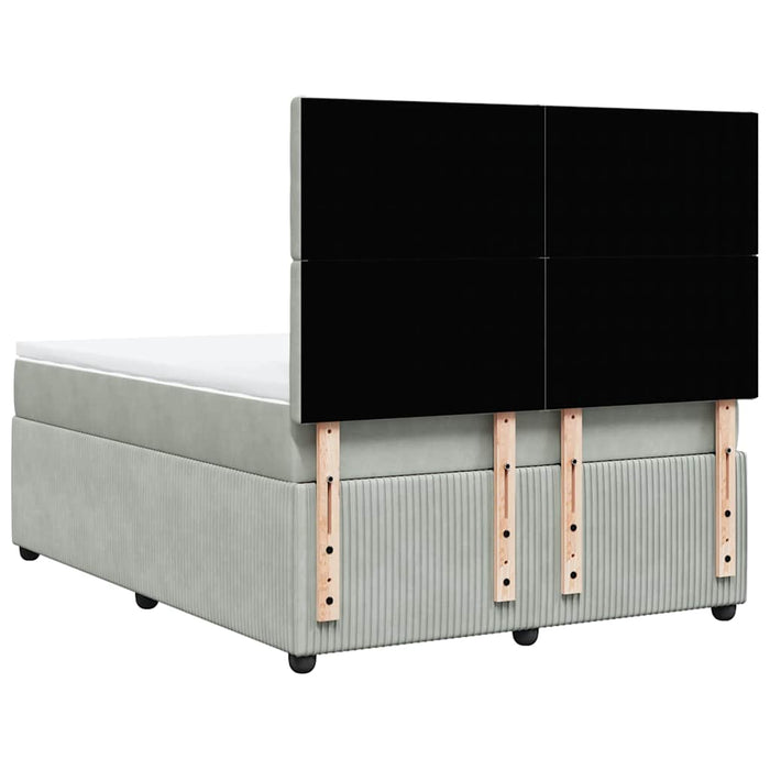 Pat box spring cu saltea, gri deschis, 160x200 cm, catifea - WALTI WALTI