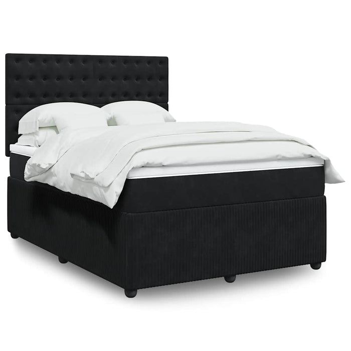 Pat box spring cu saltea, negru, 160x200 cm, catifea - WALTI WALTI