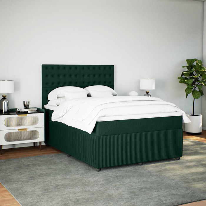 Pat box spring cu saltea, verde închis, 160x200 cm, catifea - WALTI WALTI