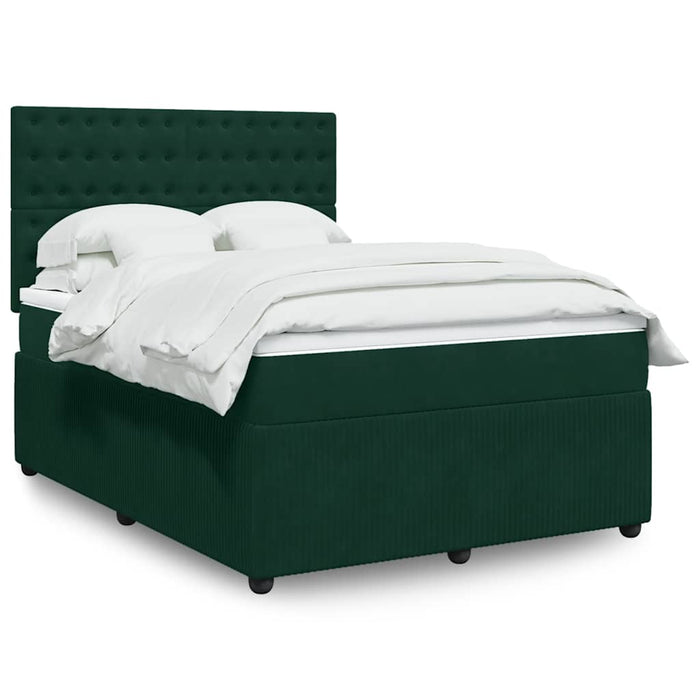 Pat box spring cu saltea, verde închis, 160x200 cm, catifea - WALTI WALTI
