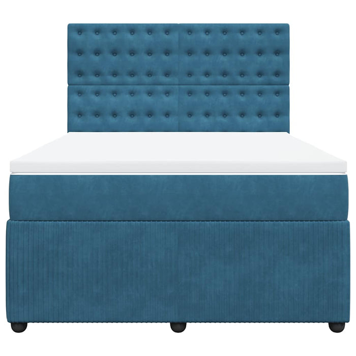 Pat box spring cu saltea, albastru închis, 160x200 cm, catifea - WALTI WALTI