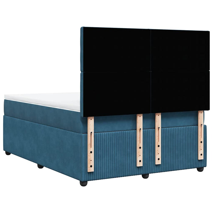 Pat box spring cu saltea, albastru închis, 160x200 cm, catifea - WALTI WALTI