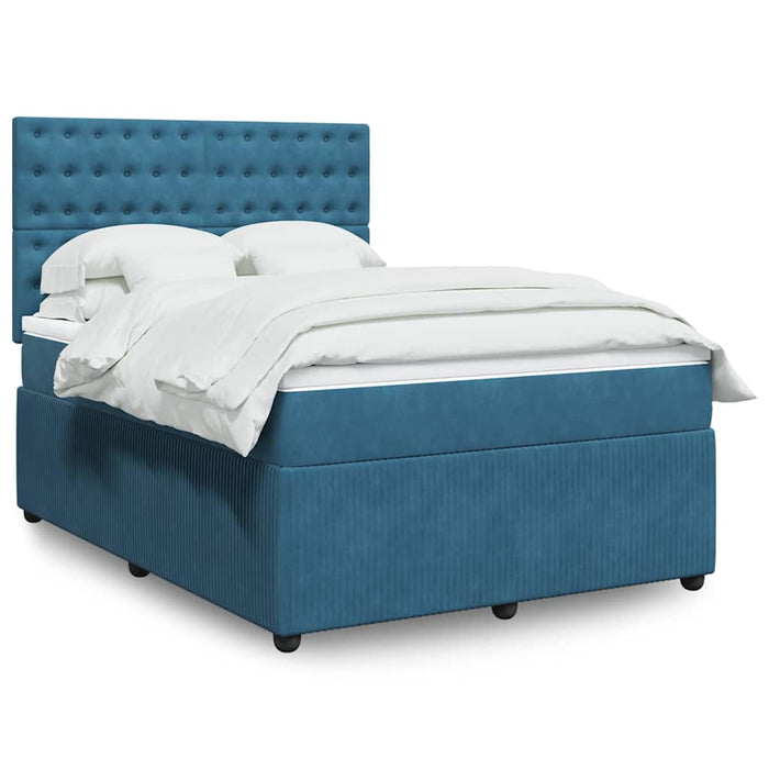 Pat box spring cu saltea, albastru închis, 160x200 cm, catifea - WALTI WALTI