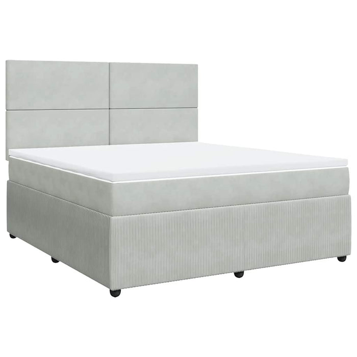 Pat box spring cu saltea, gri deschis, 180x200 cm, catifea - WALTI WALTI