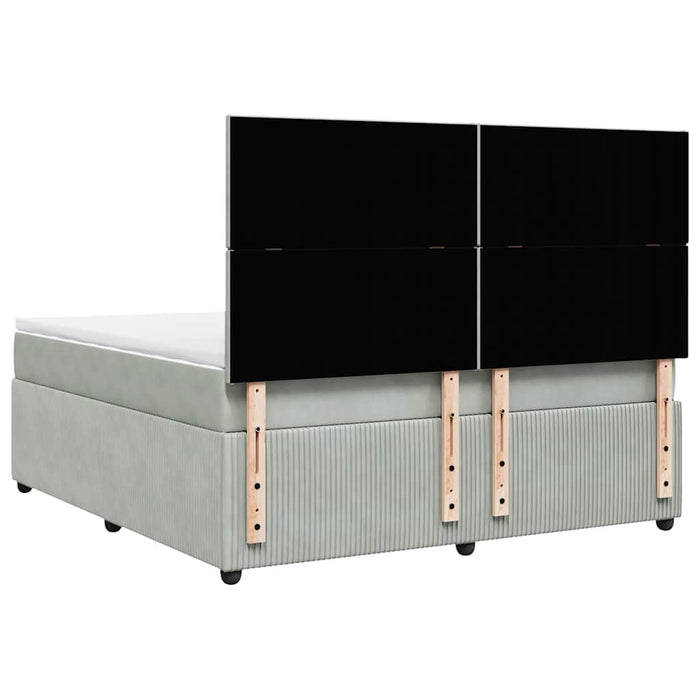 Pat box spring cu saltea, gri deschis, 180x200 cm, catifea - WALTI WALTI