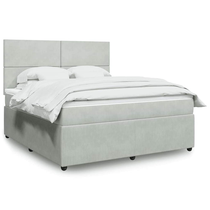 Pat box spring cu saltea, gri deschis, 180x200 cm, catifea - WALTI WALTI