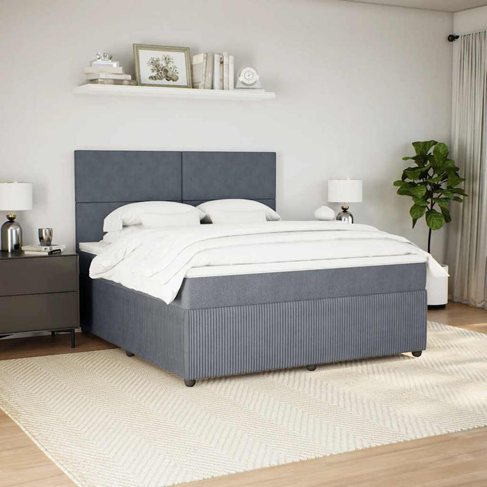 Pat box spring cu saltea, gri închis, 180x200 cm, catifea - WALTI WALTI