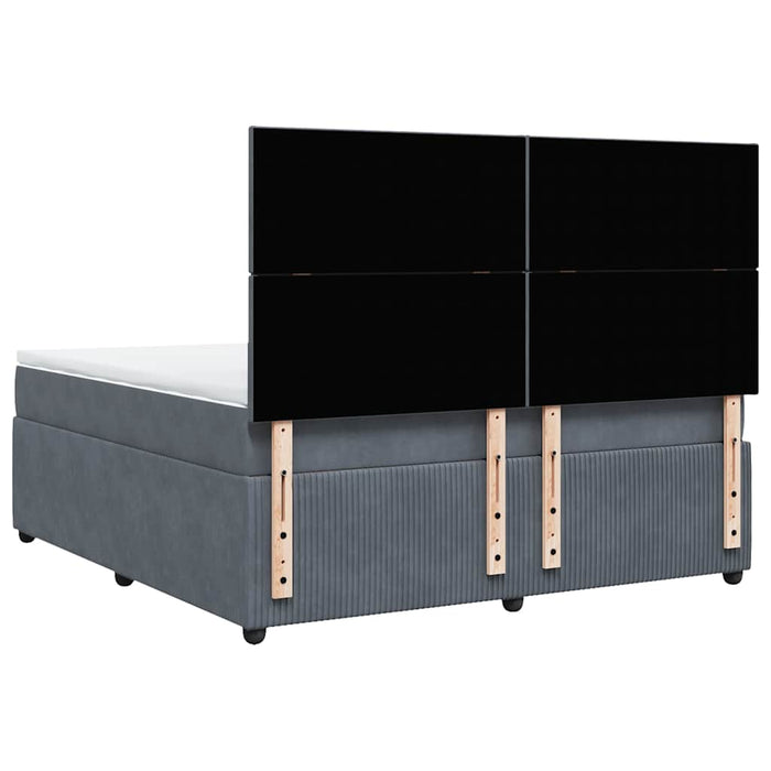 Pat box spring cu saltea, gri închis, 180x200 cm, catifea - WALTI WALTI