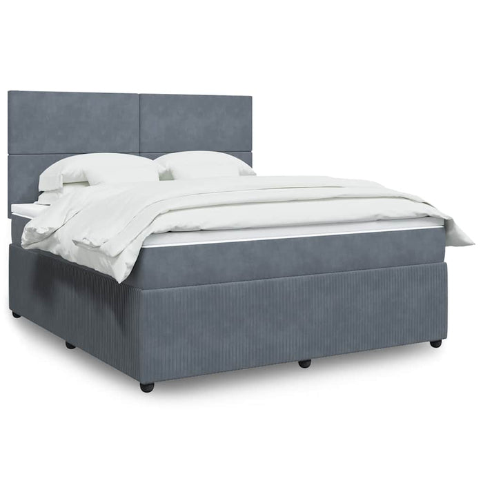 Pat box spring cu saltea, gri închis, 180x200 cm, catifea - WALTI WALTI