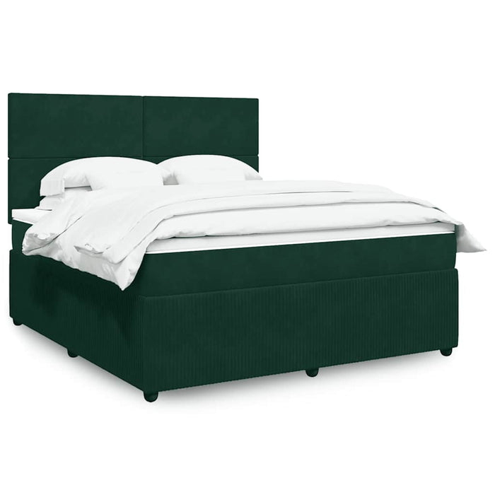 Pat box spring cu saltea, verde închis, 180x200 cm, catifea - WALTI WALTI