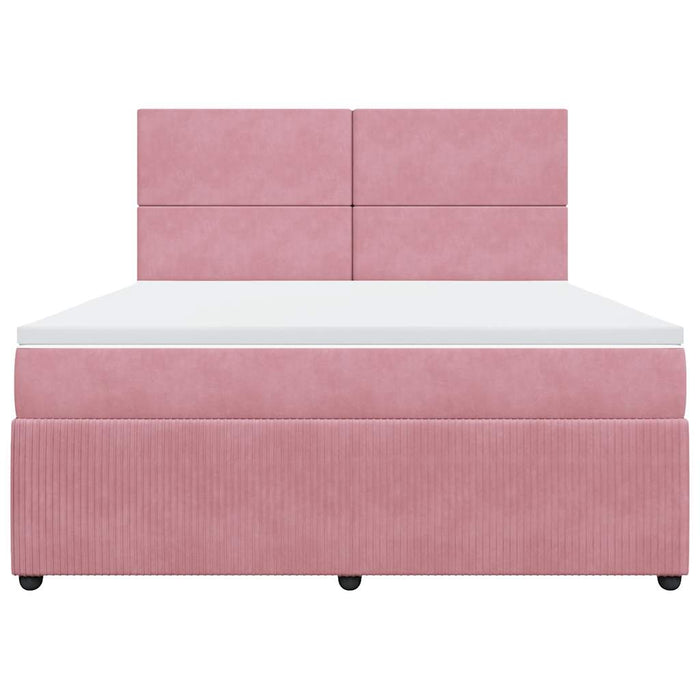 Pat box spring cu saltea, roz, 180x200 cm, catifea - WALTI WALTI
