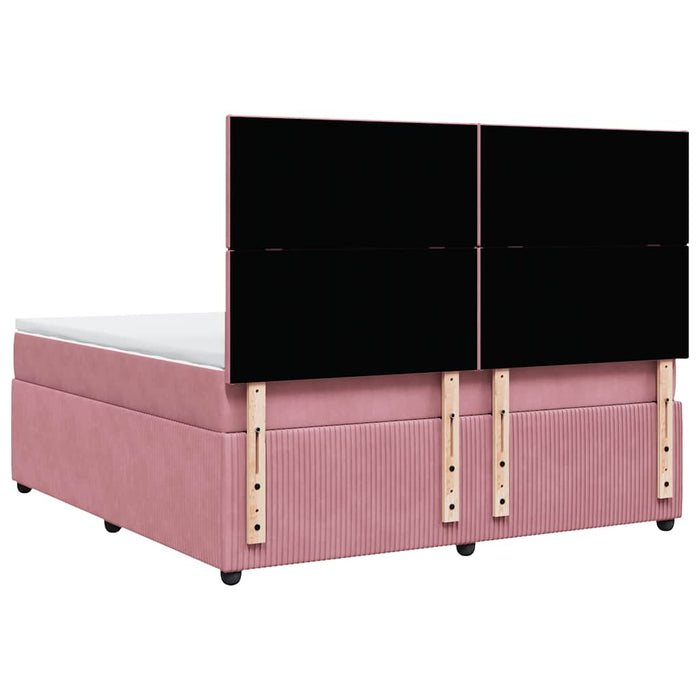Pat box spring cu saltea, roz, 180x200 cm, catifea - WALTI WALTI