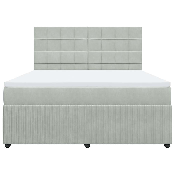 Pat box spring cu saltea, gri deschis, 180x200 cm, catifea - WALTI WALTI