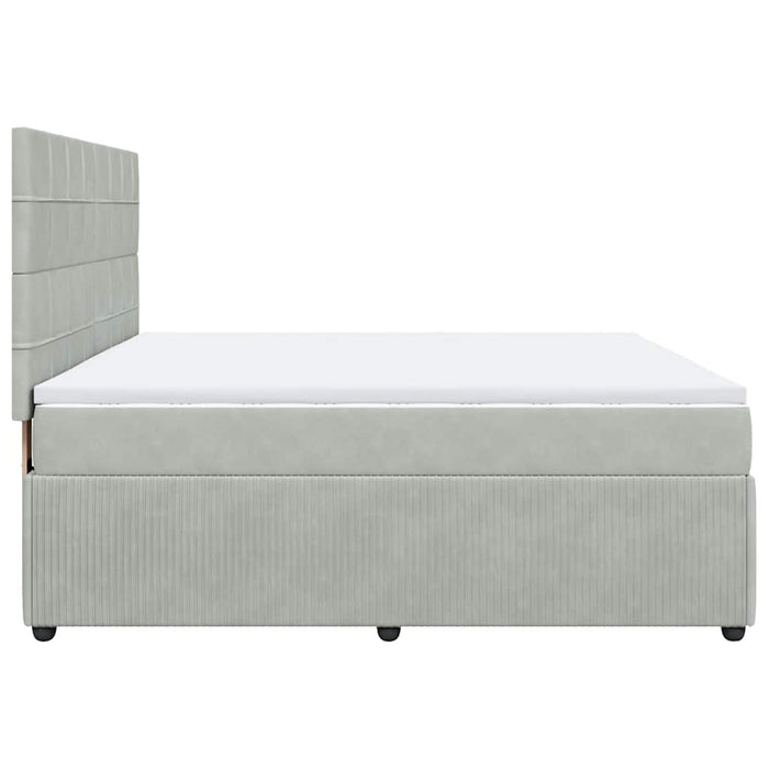 Pat box spring cu saltea, gri deschis, 180x200 cm, catifea - WALTI WALTI