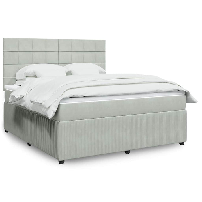 Pat box spring cu saltea, gri deschis, 180x200 cm, catifea - WALTI WALTI