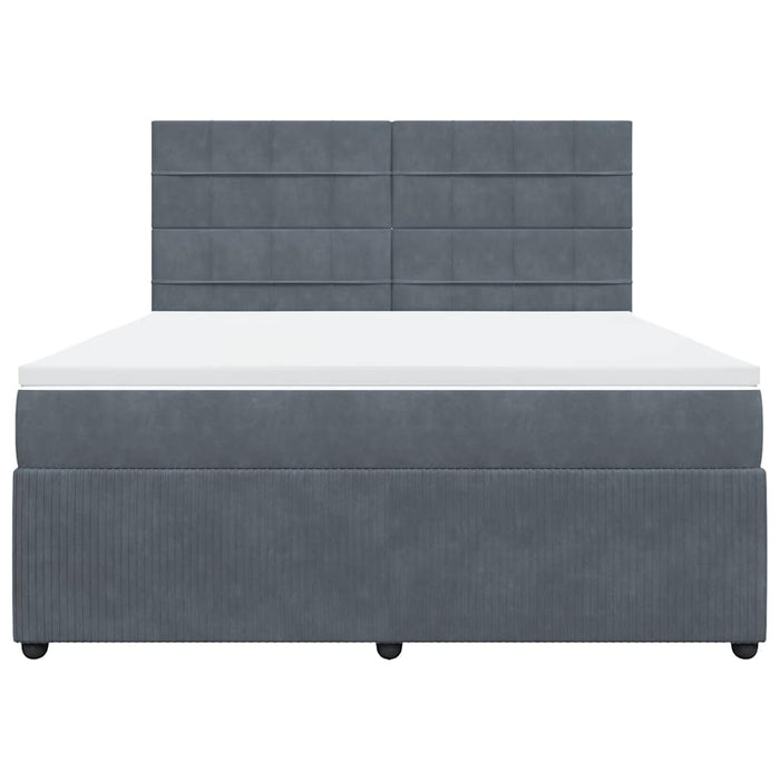 Pat box spring cu saltea, gri închis, 180x200 cm, catifea WALTI