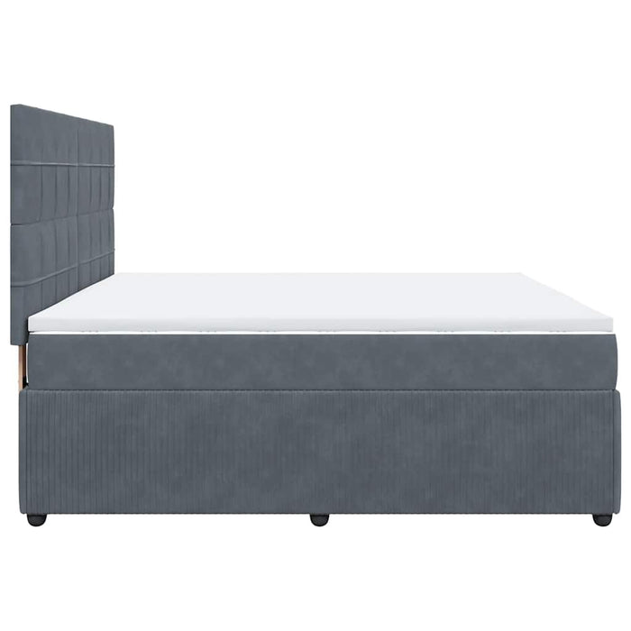 Pat box spring cu saltea, gri închis, 180x200 cm, catifea WALTI