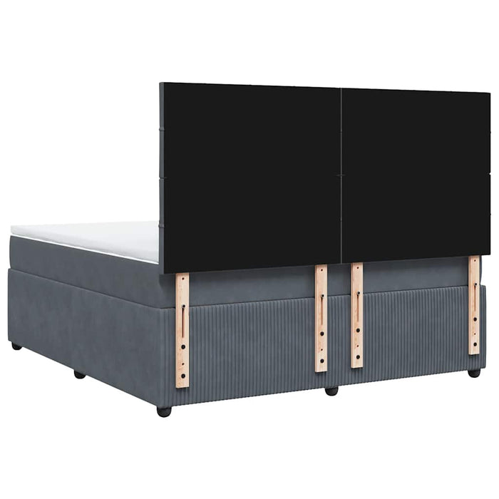 Pat box spring cu saltea, gri închis, 180x200 cm, catifea WALTI