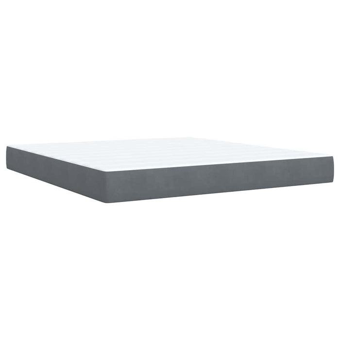 Pat box spring cu saltea, gri închis, 180x200 cm, catifea WALTI