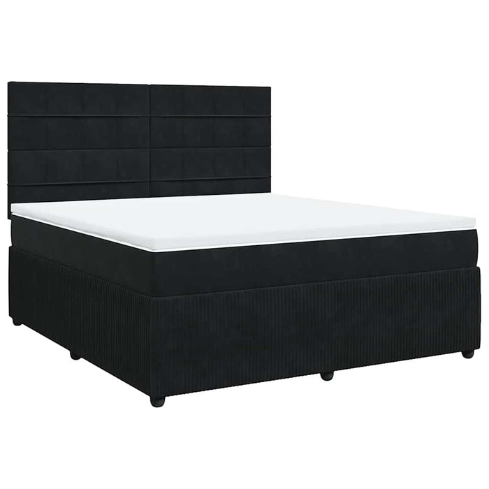 Pat box spring cu saltea, negru, 180x200 cm, catifea - WALTI WALTI