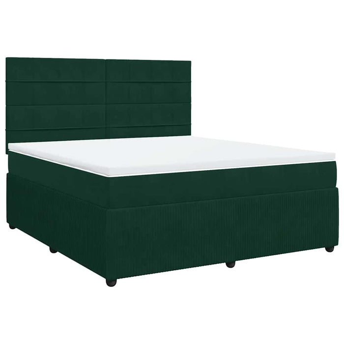 Pat box spring cu saltea, verde închis, 180x200 cm, catifea WALTI