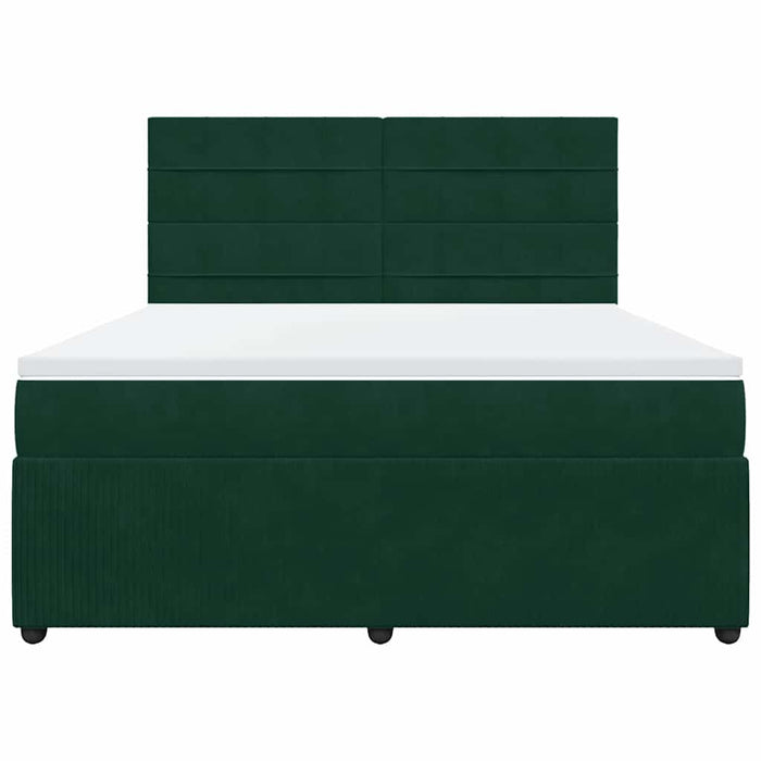 Pat box spring cu saltea, verde închis, 180x200 cm, catifea WALTI