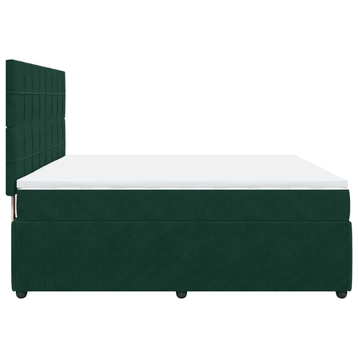 Pat box spring cu saltea, verde închis, 180x200 cm, catifea WALTI