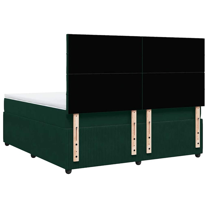 Pat box spring cu saltea, verde închis, 180x200 cm, catifea WALTI