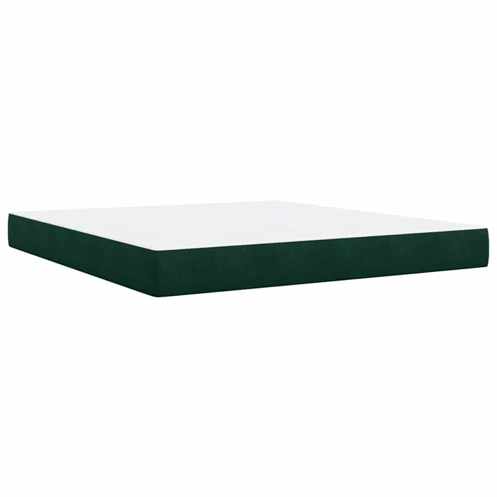 Pat box spring cu saltea, verde închis, 180x200 cm, catifea WALTI