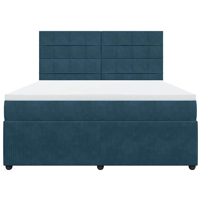 Pat box spring cu saltea, albastru închis, 180x200 cm, catifea - WALTI WALTI