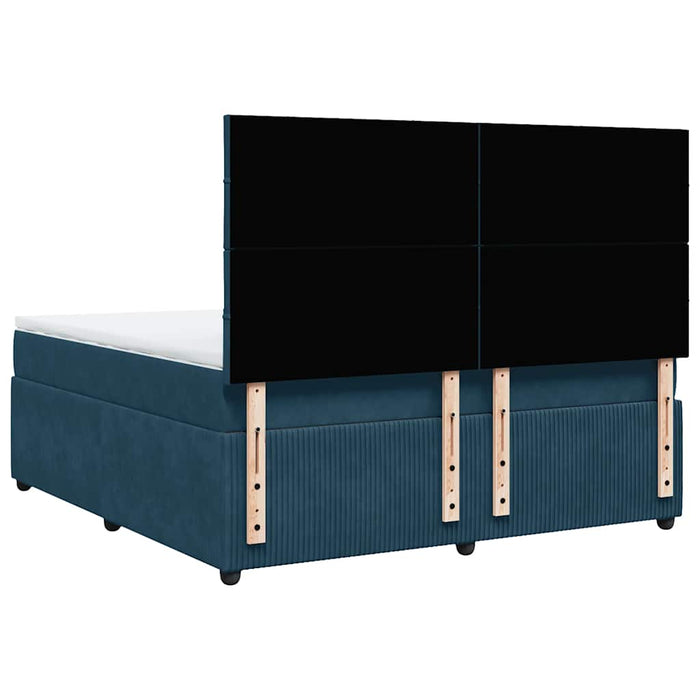 Pat box spring cu saltea, albastru închis, 180x200 cm, catifea - WALTI WALTI
