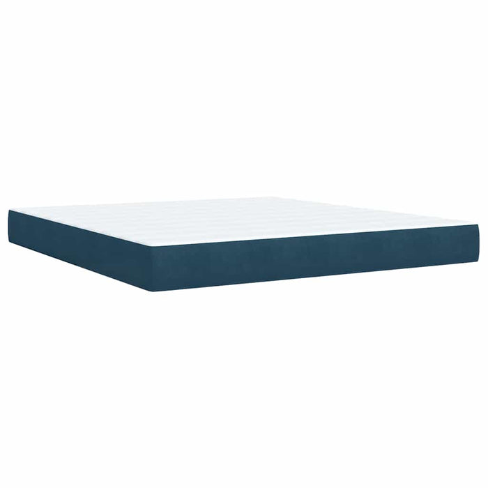 Pat box spring cu saltea, albastru închis, 180x200 cm, catifea - WALTI WALTI